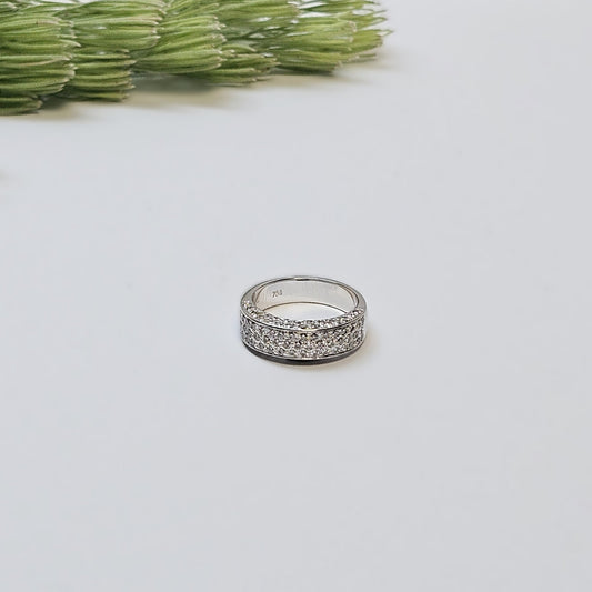 Pave set flat profile Diamond Ring