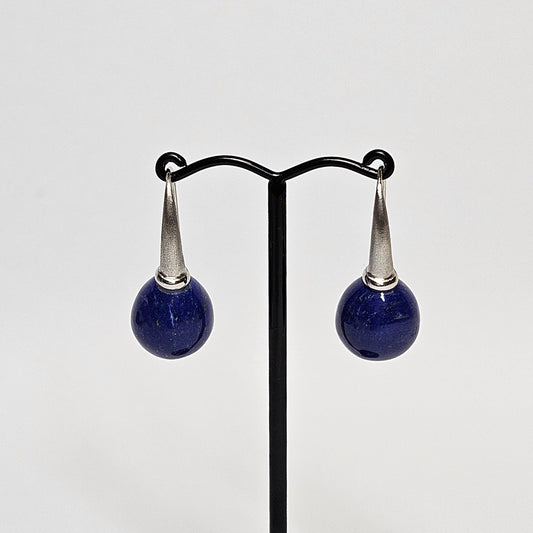 Lapis shepherd hook drop earings