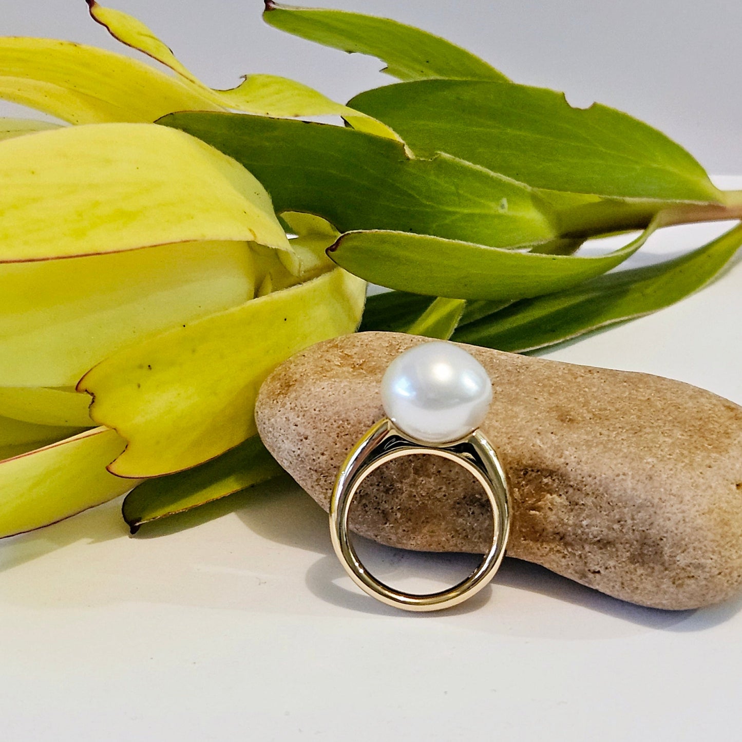 Pearl Statement Dress ring with domed rounded band