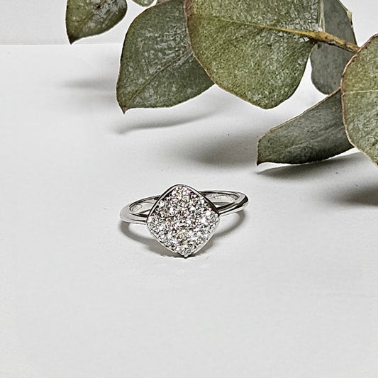 Diamond pave cushion shaped dress ring