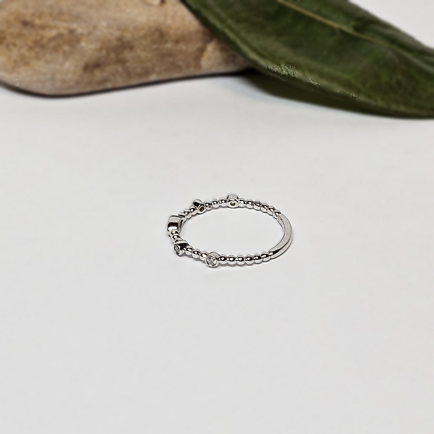 White gold and Diamond stacker ring