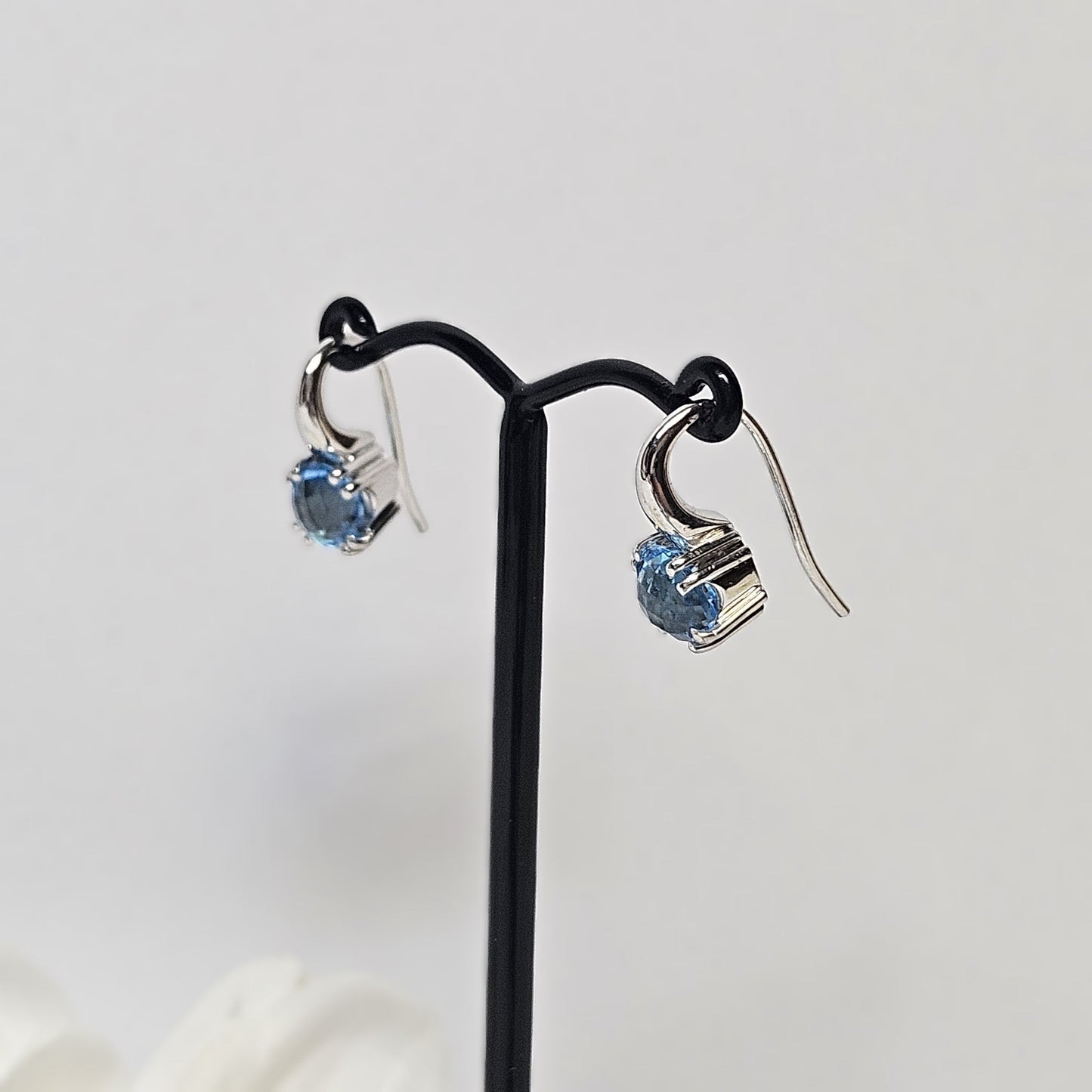 Fancy Checkerboard cut Topaz Shepherd hook drop earings