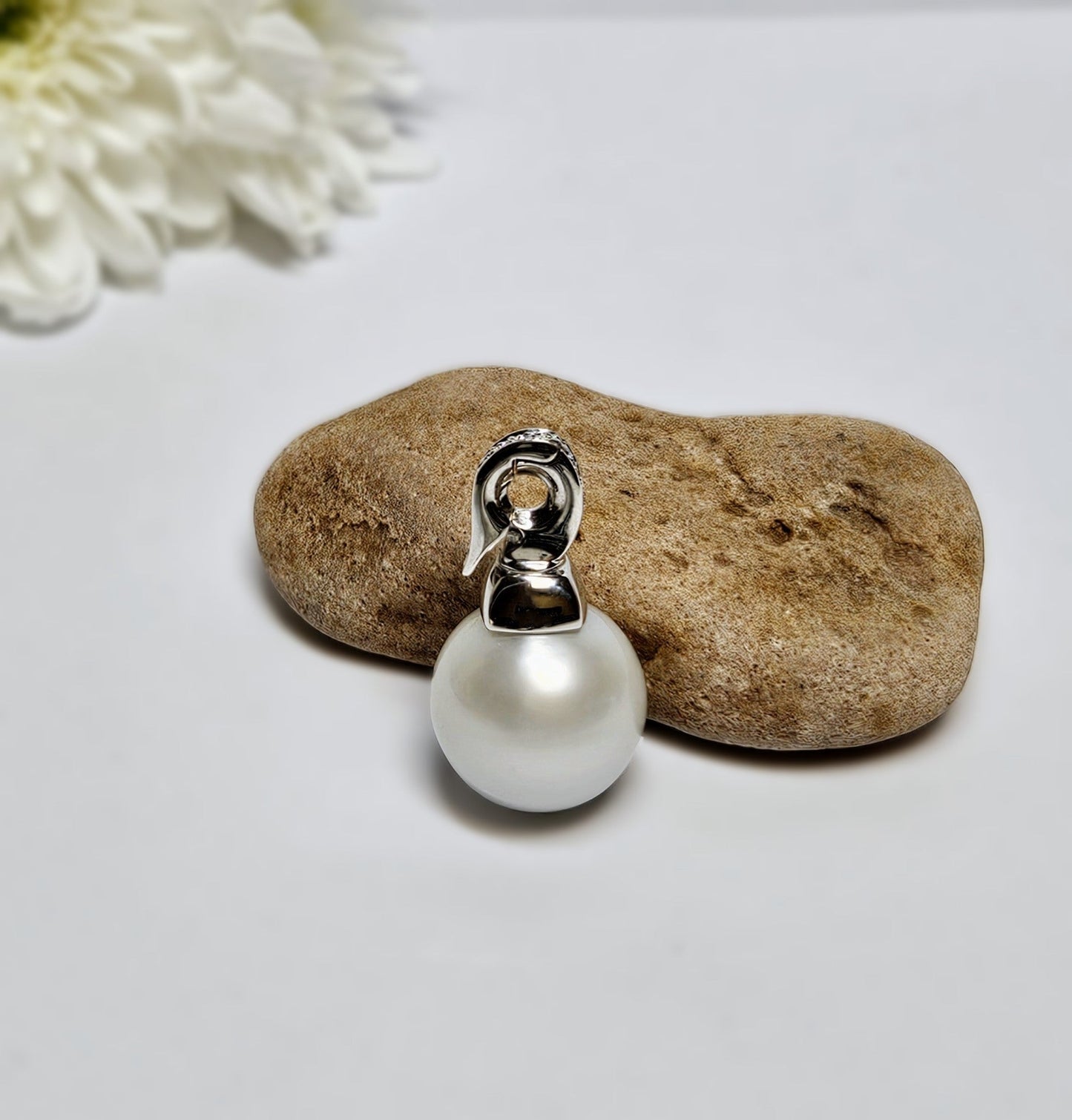 Double sided South Sea Pearl and Diamond enhancer clip pendant