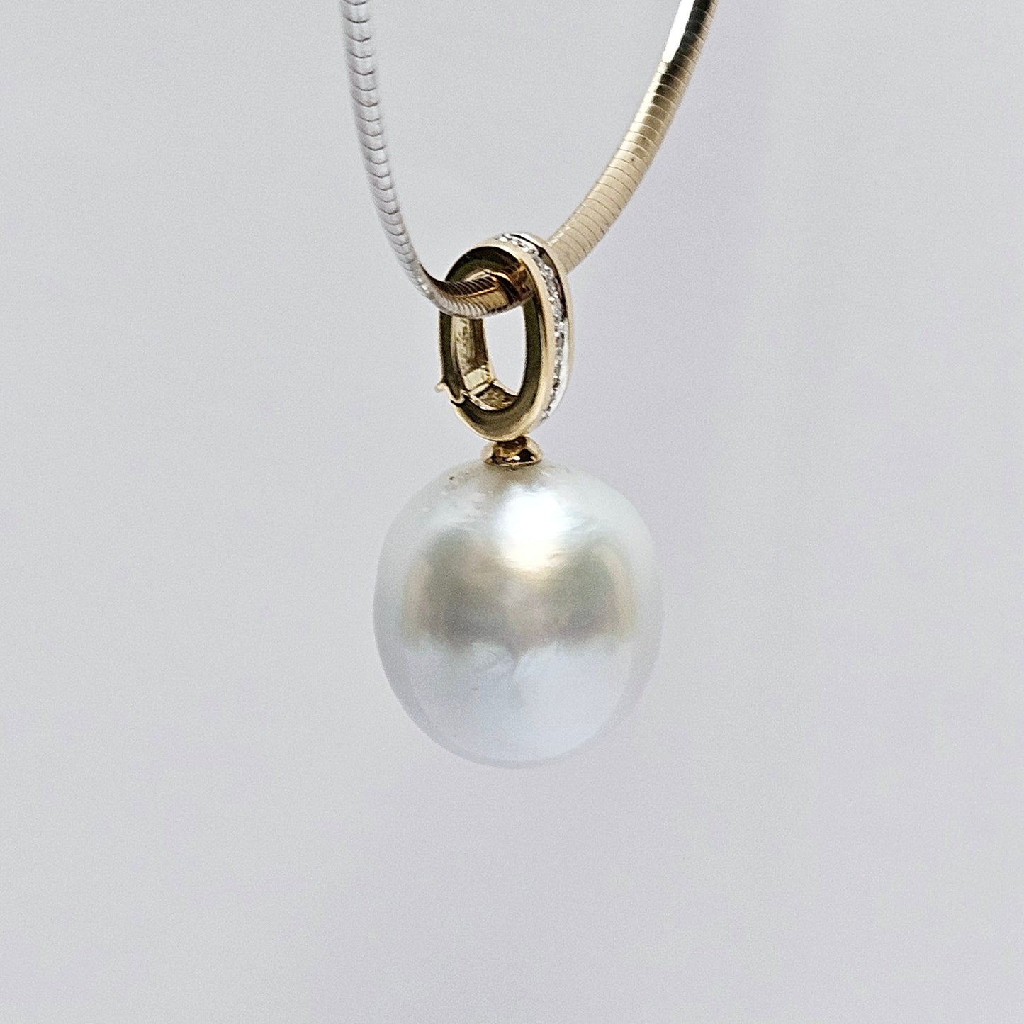 Pearl and Diamond bead set Enhancer clip pendant